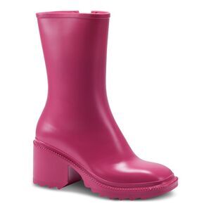 NWT INC Womens Pink Everett Square Toe Block Heel Zip-Up Rain Boots 6 M